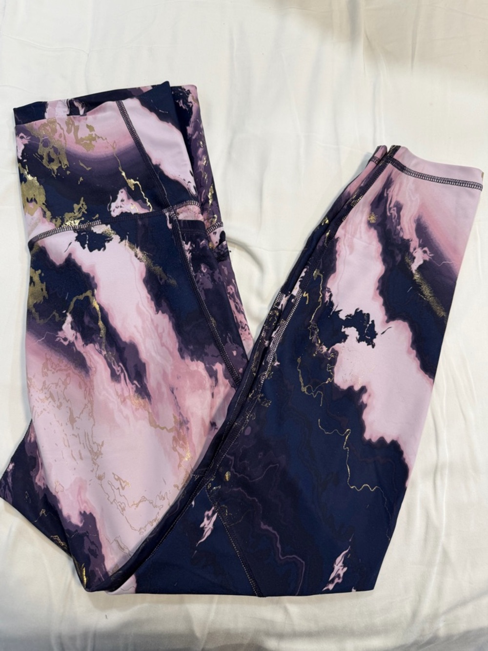 Maternity Marble Print Pink & Navy Leggings